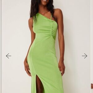 Jersey One-Shoulder Green Maxi Dress